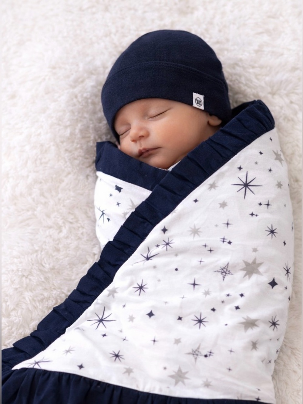 NWT Honest Baby Clothing Boy/Girl Stroller Blanket and Beanie Hat Gift Set, Navy